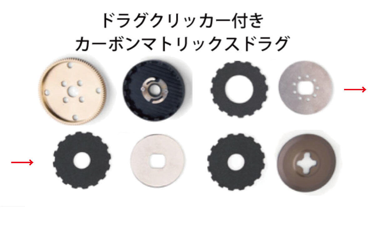 ドラグクリッカー付きカーボンマトリックスドラグ